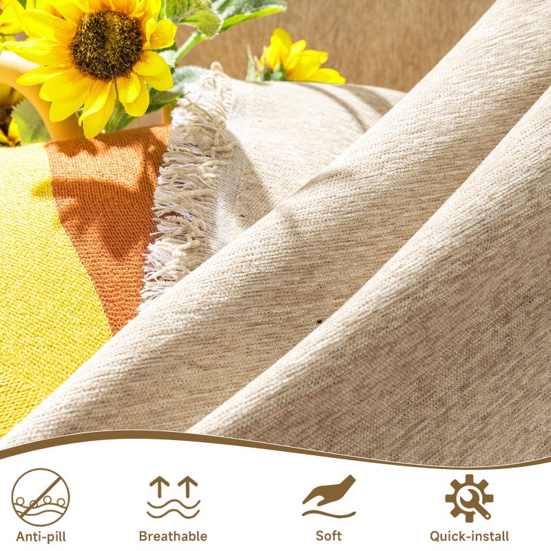 VC Life VClife Beige Couch Cover for Sofa 1 Piece Modern Minimalism Couch Cover for 2 Cushion Couch Sofa Slipcover Washable Soft Chenille Sofa Covers Furniture Protector for Bedroom Living Room 71''x118'' - Image 3